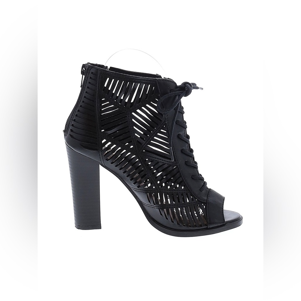 Mix No. 6 Priamo black lace up laser cut heels